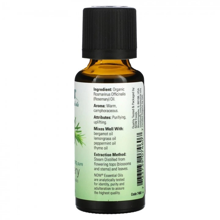 Organiczny olejek eteryczny rozmarynowy na wypadanie włosów i AGA, NOW Foods