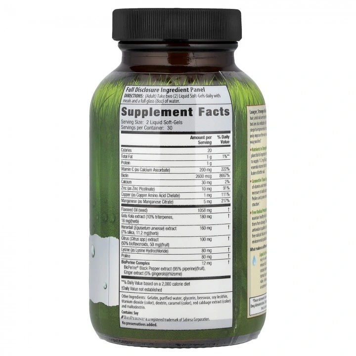 Kompleks na długie i mocne włosy z biotyną i antyoksydantami, 60 kaps, Irwin Naturals