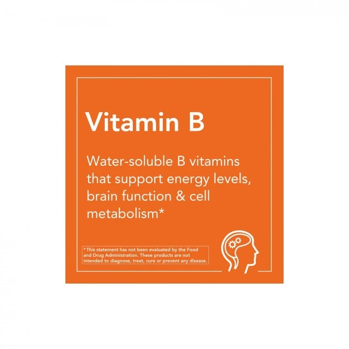 Kompleks witamin z grupy B-100 na gęste i długie włosy, 100 kaps, NOW Foods