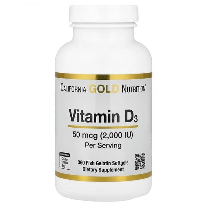 Witamina D3, 2000 IU, 360 kapsułek, California Gold Nutrition