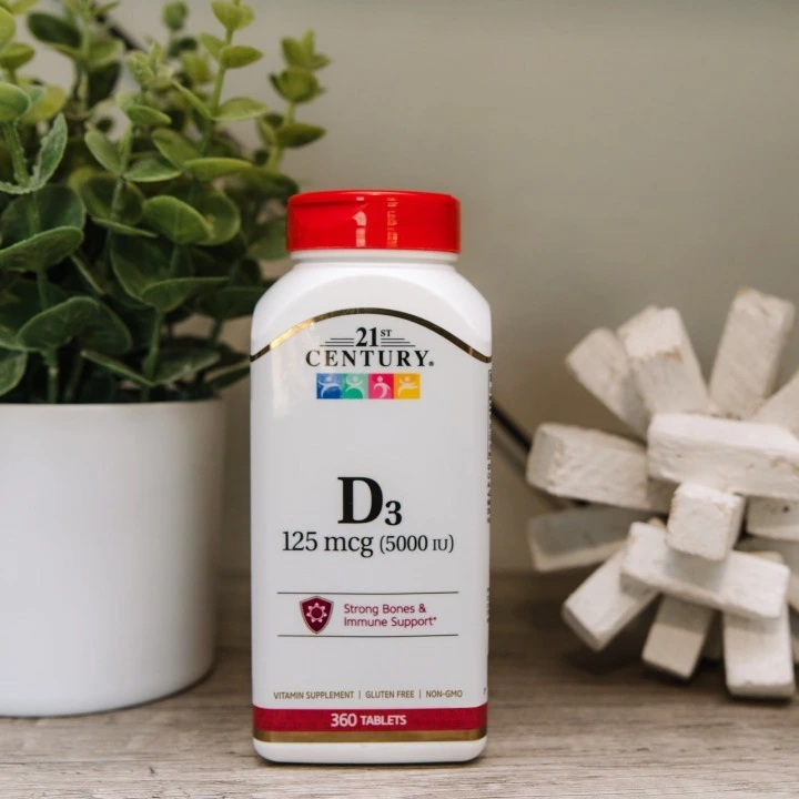 Witamina D3 dla gęstych włosów, 5000 IU, 360 tabletek, 21st Century