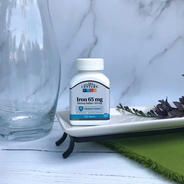 Żelazo przy wypadaniu włosów, łysieniu, 65 mg, 120 tabl, 21st Century