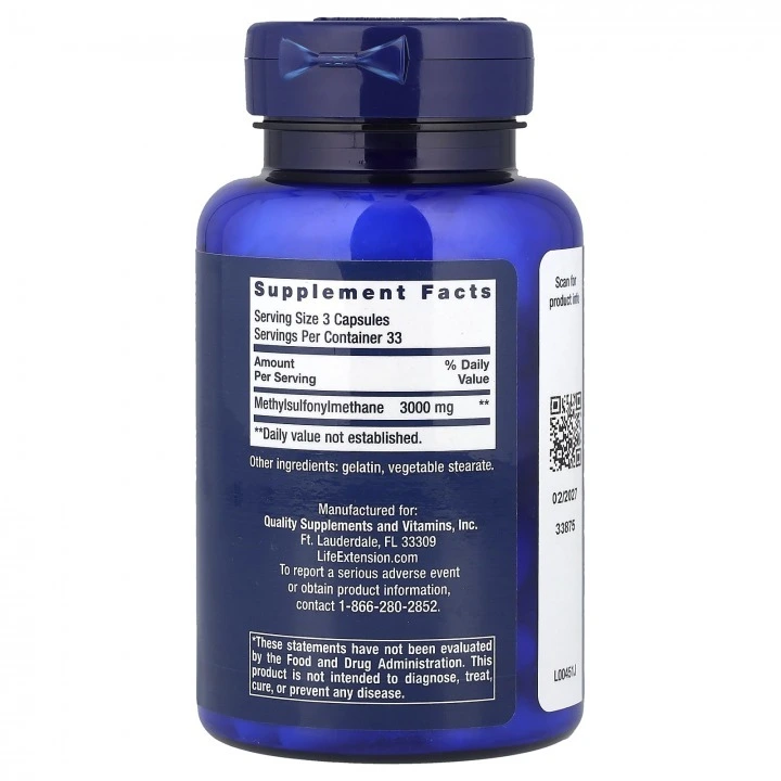 Siarka MSM na włosy, skórę, paznokcie i stawy, 1000 mg, 100 kapsułek, Life Extension
