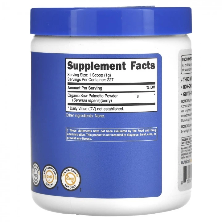 Palma Sabalowa (karłowata) w proszku na wypadanie włosów i AGA, Nutricost