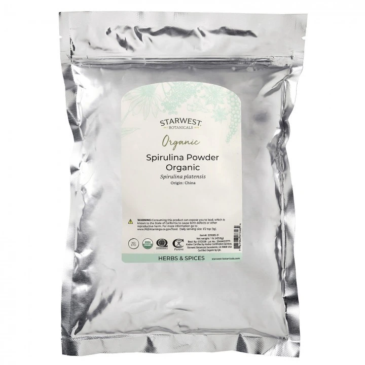 Organiczna spirulina w proszku do wzmocnienia włosów, 454 g, Starwest Botanicals