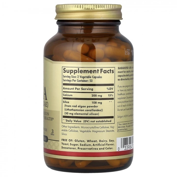 Oceaniczny krzem z czerwonych alg na gęstość włosów, 100 kapsułek, Solgar