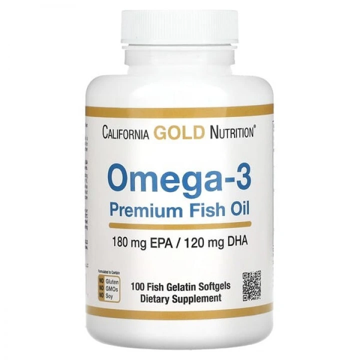 Premium olej rybi z OMEGA-3 dla odżywienia włosów, 1100 mg, 100 kaps, California Gold Nutrition