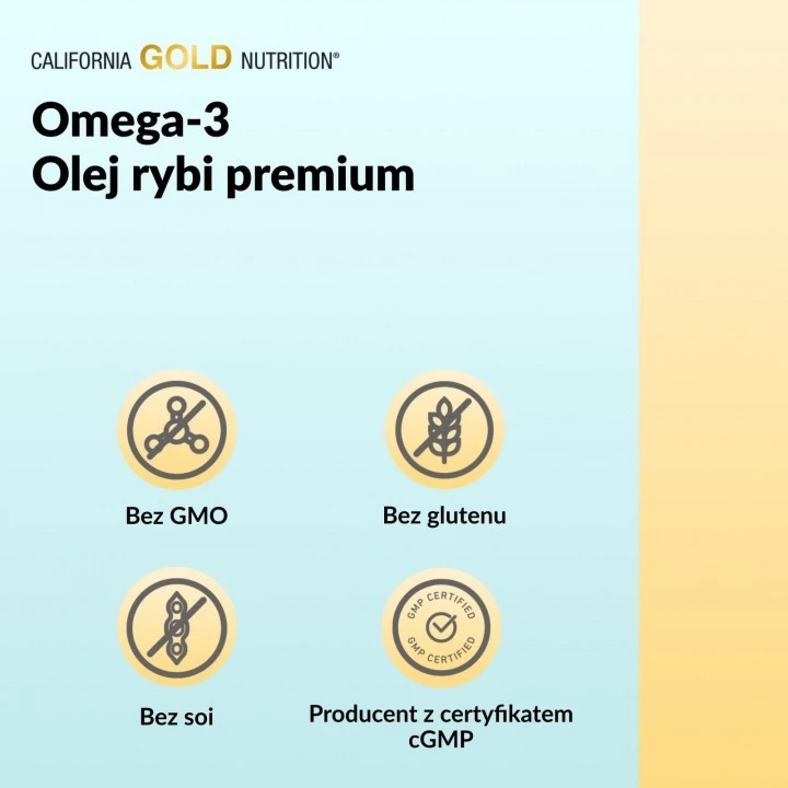 Premium olej rybi z OMEGA-3 dla odżywienia włosów, 1100 mg, 100 kaps, California Gold Nutrition