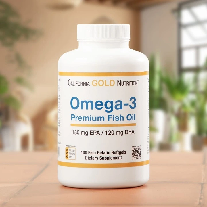 Premium olej rybi z OMEGA-3 dla odżywienia włosów, 1100 mg, 100 kaps, California Gold Nutrition