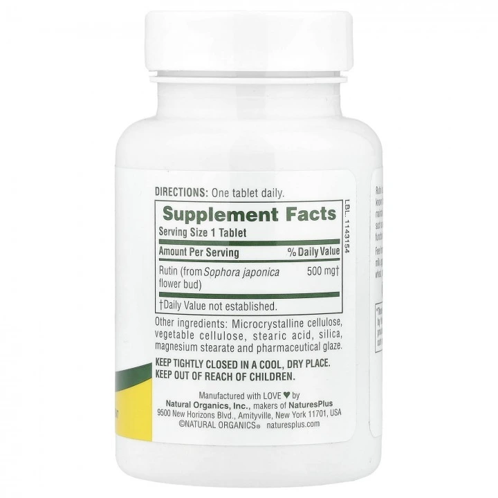 Rutyna, antyoksydant chroniący przed starzeniem włosów i skóry, 500 mg, 60 tabl, NaturesPlus