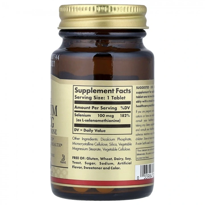 Selen dla tarczycy i wzrostu włosów, 100 µg, 100 tabl, Solgar