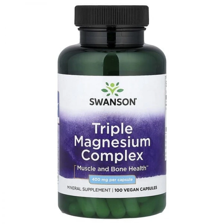 Kompleks potrójnego magnezu dla układu nerwowego i wzrostu włosów, 400 mg, 100 kaps, Swanson