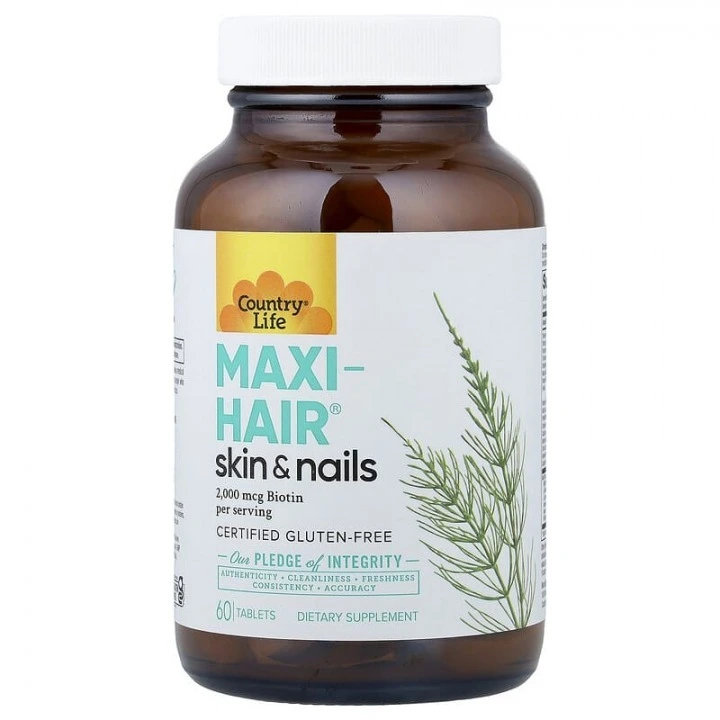 Witaminy na włosy, skórę i paznokcie Maxi-Hair, 60 tabletek, Country Life