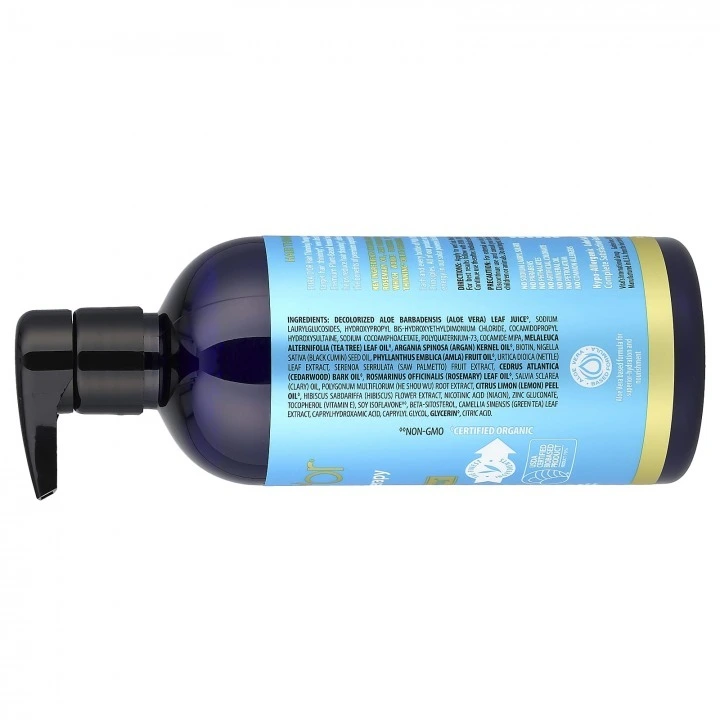 Szampon przeciw wypadaniu włosów z aloesem, palmą sabałową, biotyną i rozmarynem, Pura Dor