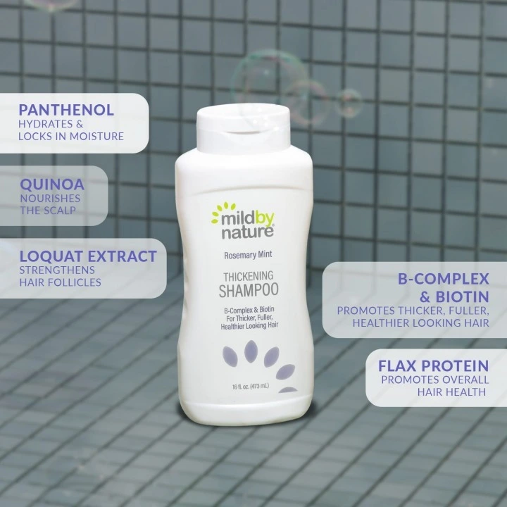 Szampon na gęstość włosów z B-kompleksem, rozmarynem, miętą, aloesem, Mild By Nature