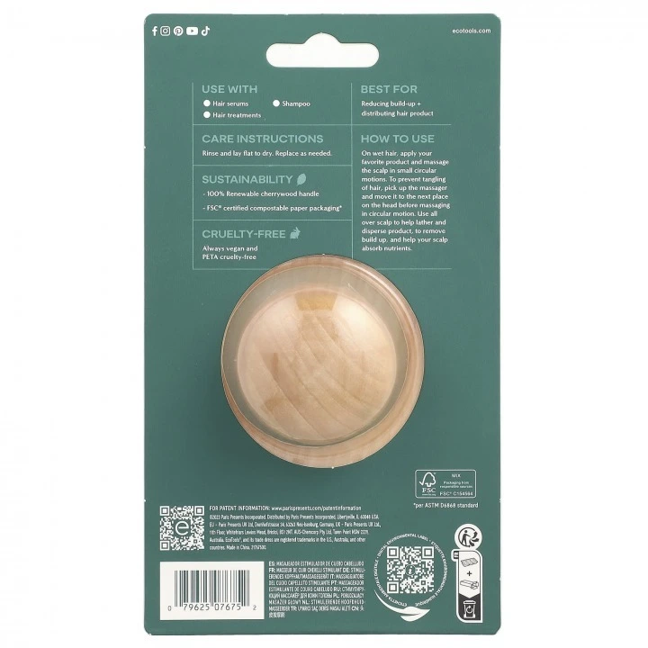 Masażer do mycia włosów i poprawy krążenia krwi w mieszkach włosowych, EcoTools