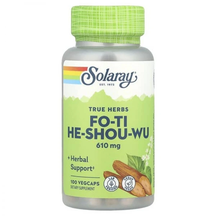 Fo-Ti (He Shou Wu) na wypadanie, AGA, na porost włosów, 100 kaps, Solaray