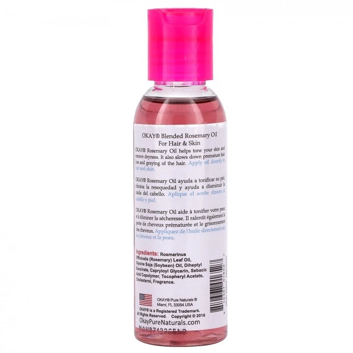 Olejek z rozmarynem i witaminą E na wypadanie i siwienie włosów, Okay Pure Naturals