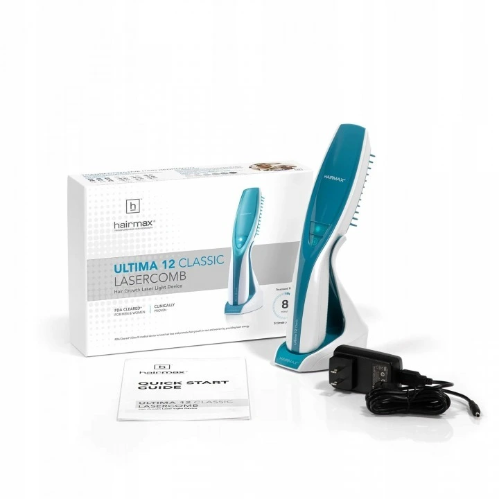 Oryginalna laserowa szczotka do wzrostu włosów LaserComb Ultima 12 Classic, HairMax