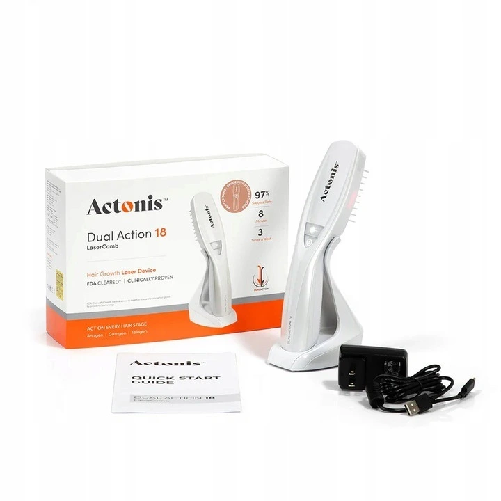 Oryginalna laserowa szczotka do wzrostu włosów Actonis 18 Dual Action LaserComb, HairMax