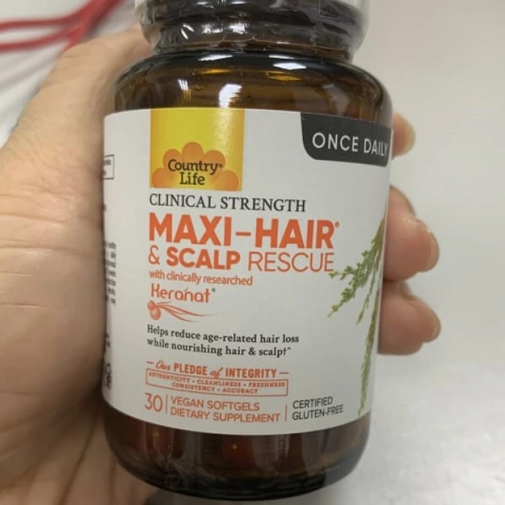 Комплекс от выпадения и для роста волос Maxi-Hair с Keranat, 30 капсул, Country Life