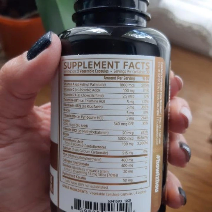 Премиум-формула для роста волос с Keranat, биотином и МСМ, 60 капс, Zhou Nutrition