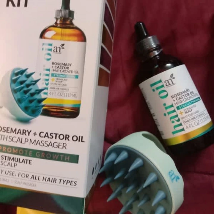 Набор для стимуляции роста волос, массажер и масло с розмарином, artnaturals