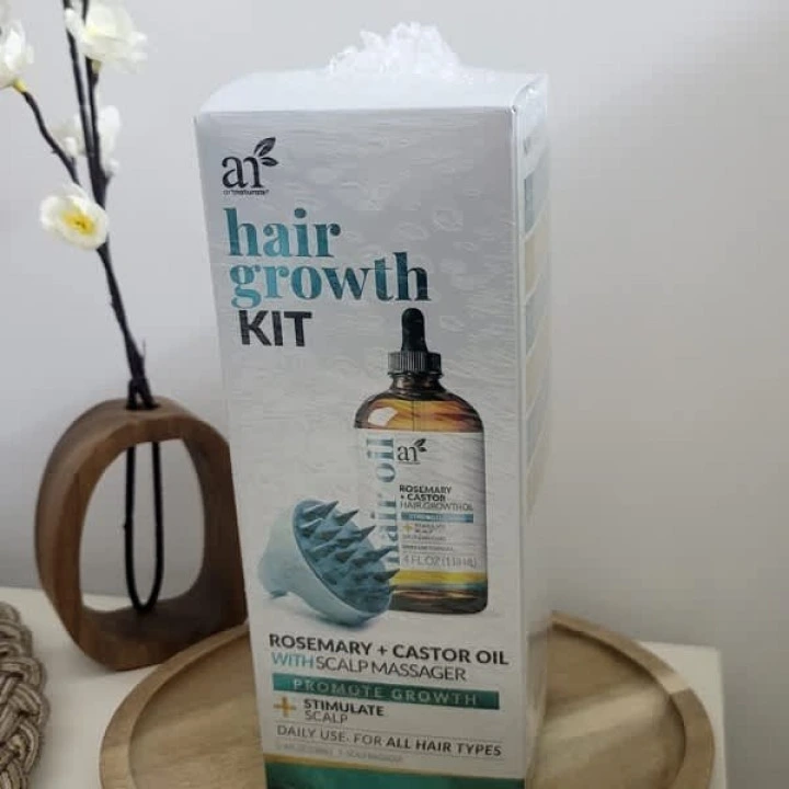 Zestaw do stymulacji wzrostu włosów: masażer i olej z rozmarynem, artnaturals