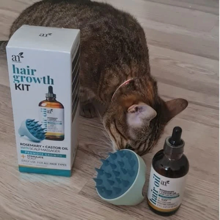 Набор для стимуляции роста волос, массажер и масло с розмарином, artnaturals