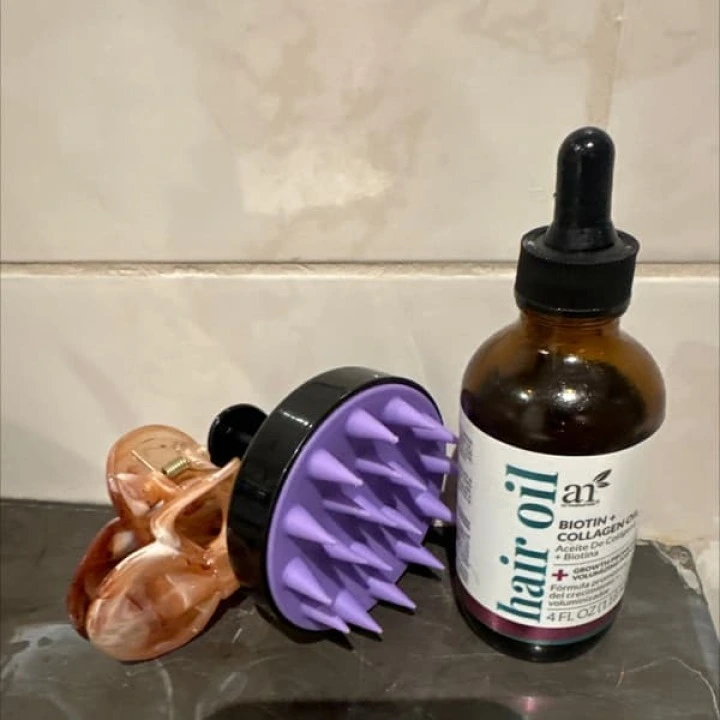 Набор для волос, массажер и масло с биотином, коллагеном, жожоба, artnaturals