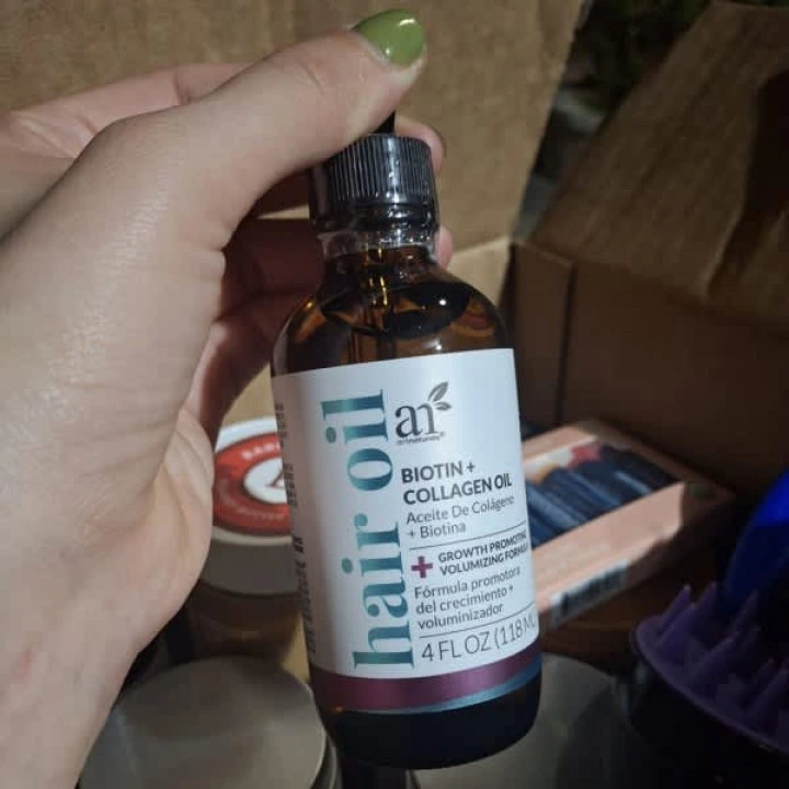 Набор для волос, массажер и масло с биотином, коллагеном, жожоба, artnaturals