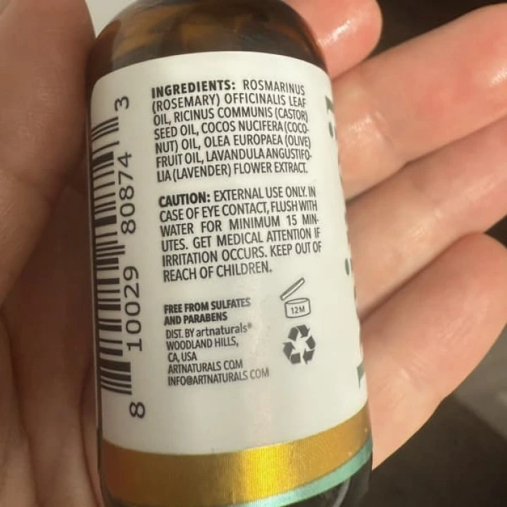 Масло касторовое для стимуляции роста волос с розмарином и лавандой, artnaturals