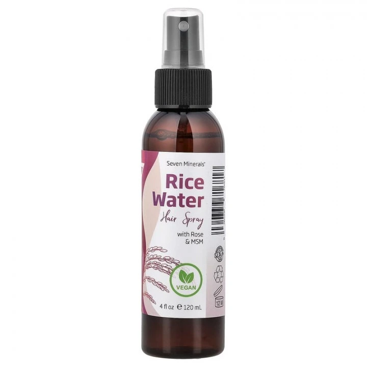 Spray na rzadkie włosy i AGA z wodą ryżową, różą, aloesem i siarką MSM, Seven Minerals