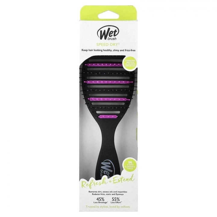 Расческа для быстрой сушки и снижения повреждений волос Speed Dry, черная, Wet Brush