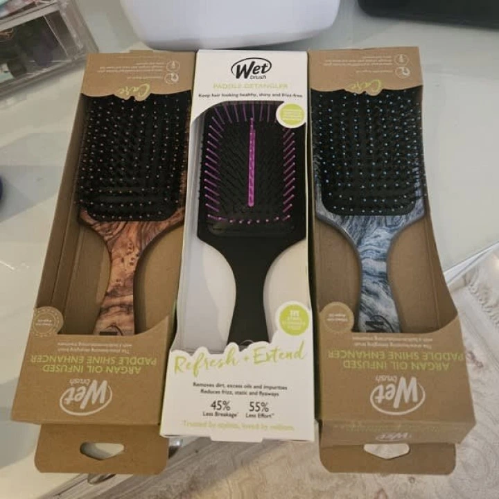 Расческа для питания, блеска волос с щетиной кабана и аргановым маслом, Wet Brush