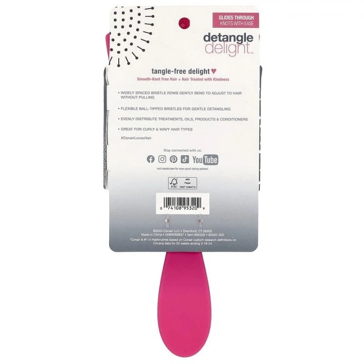 Расческа для вьющихся и волнистых волос Detangle Delight, Conair