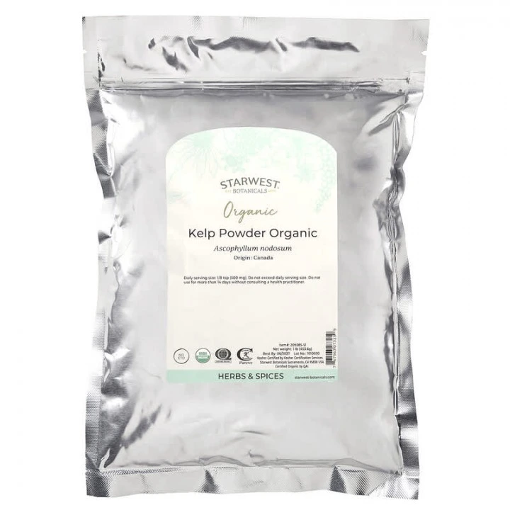 Organiczne wodorosty brunatne w proszku do masek i spożycia, 454 g, Starwest Botanicals