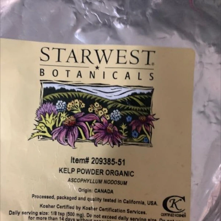Бурые водоросли органические в порошке для масок и приема внутрь, 454г, Starwest Botanicals