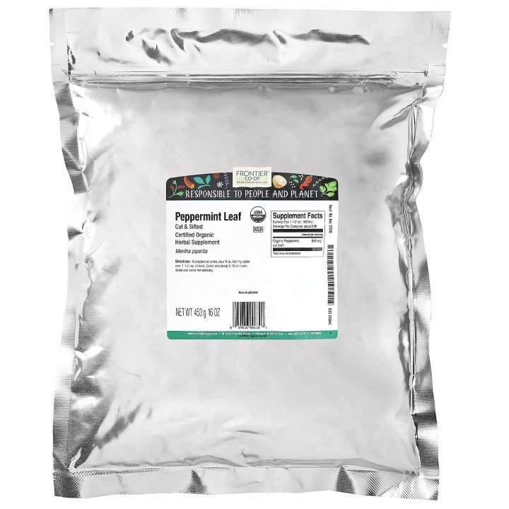 Organiczne liście mięty do domowych nalewek przeciw wypadaniu włosów, 453 g, Frontier Co-op