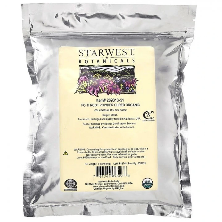 Proszek z rdestu wielokwiatowego Fo-Ti do domowych masek przy AGA, 454 g, Starwest Botanicals