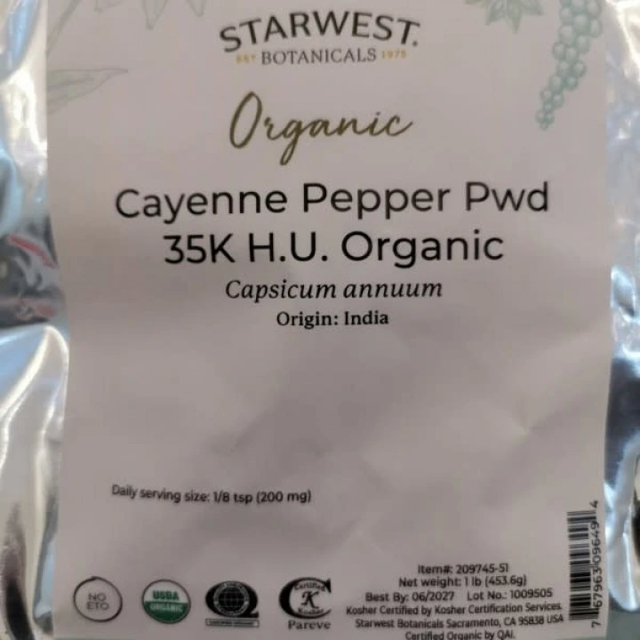Pieprz cayenne w proszku do masek i nalewek na łysienie, 454 g, 35 tys. HU, Starwest Botanicals