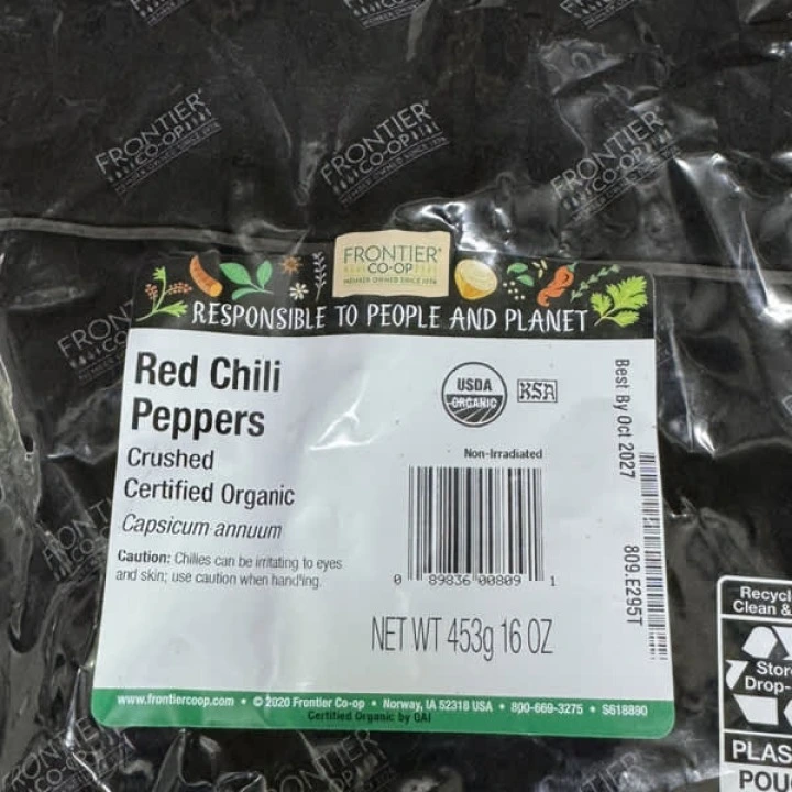 Mielony czerwony pieprz chili ekologiczny do nalewek na łysienie i AGA, 453 g, Frontier Co-op