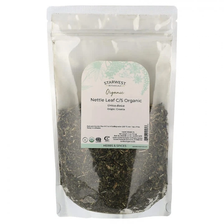Organiczna pokrzywa do nalewek i odwarów przeciw wypadaniu włosów, 113 g, Starwest Botanicals