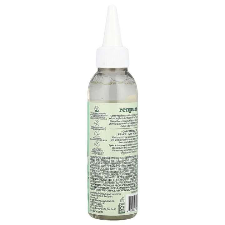 Roślinne serum na wypadanie włosów i łupież, drzewo herbaciane, rozmaryn, mięta, Renpure