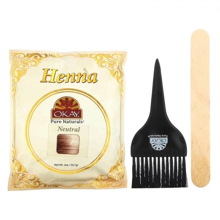 Bezbarwna henna do domowych masek: wzmocnienie cebulek, połysk włosów, Okay Pure Naturals