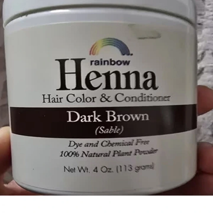 Henna do farbowania, wzmacniania i blasku włosów, ciemnobrązowa, Rainbow Research