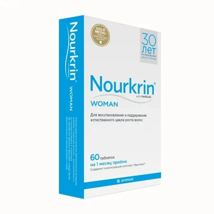 Витамины при выпадения волос Nourkrin Woman для активации фолликулов, 60 табл.