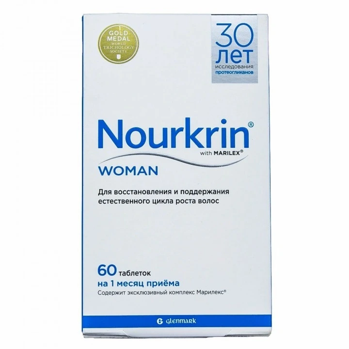 Витамины при выпадения волос Nourkrin Woman для активации фолликулов, 60 табл.