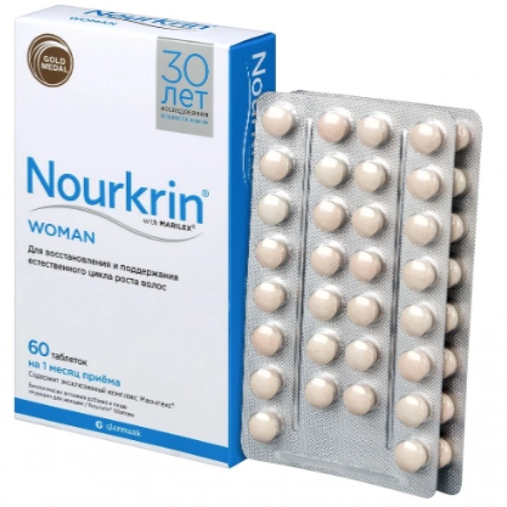 Витамины при выпадения волос Nourkrin Woman для активации фолликулов, 60 табл.