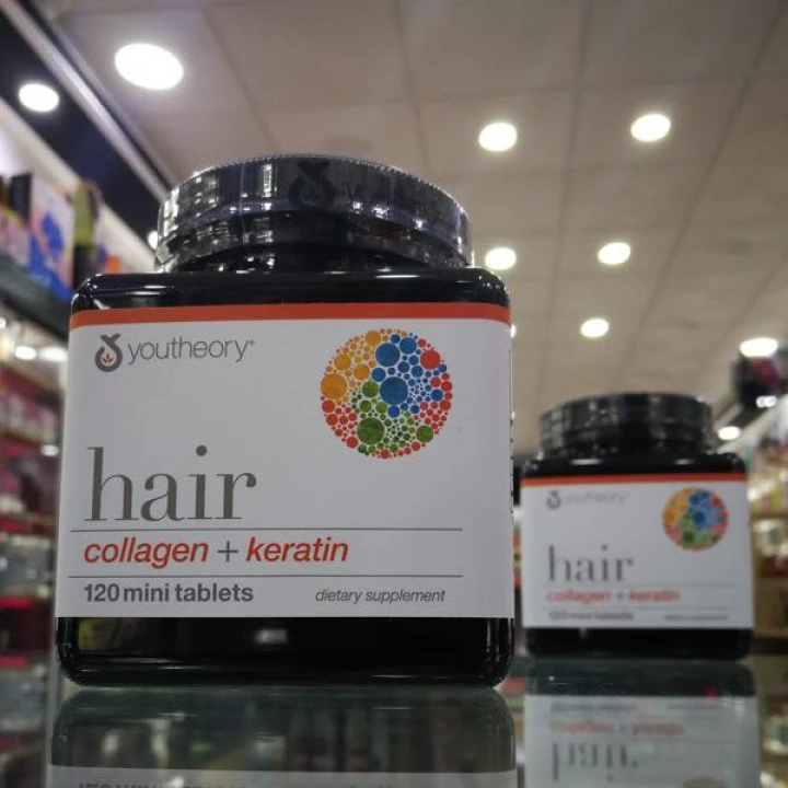 Kompleks witamin przeciw wypadaniu włosów HAIR z biotyną, kolagenem, keratyną Cynatine, 120 tabl, Youtheory